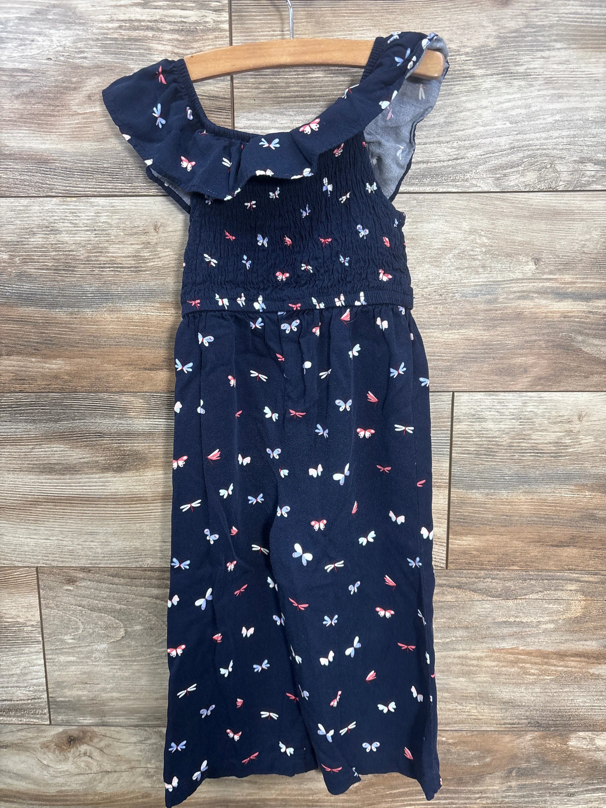 Vince Camuto Butterfly Print Smocked Jumpsuit Navy sz 4T
