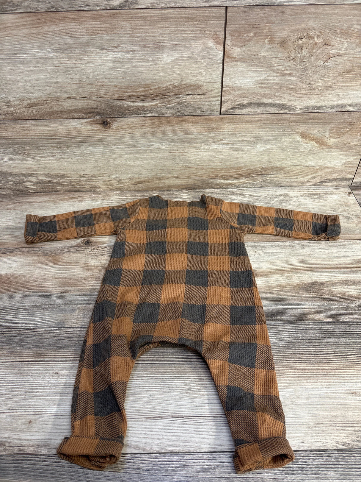 Mudpie Buffalo Plaid Coverall Brown sz 6-9m