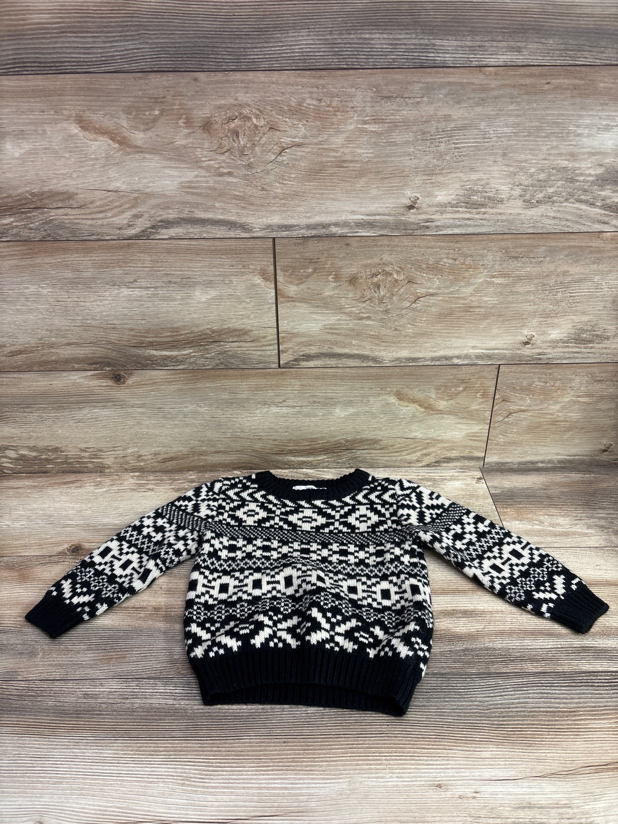 H&M Jacquard-Knit Nordic Sweater Black sz 3/4T