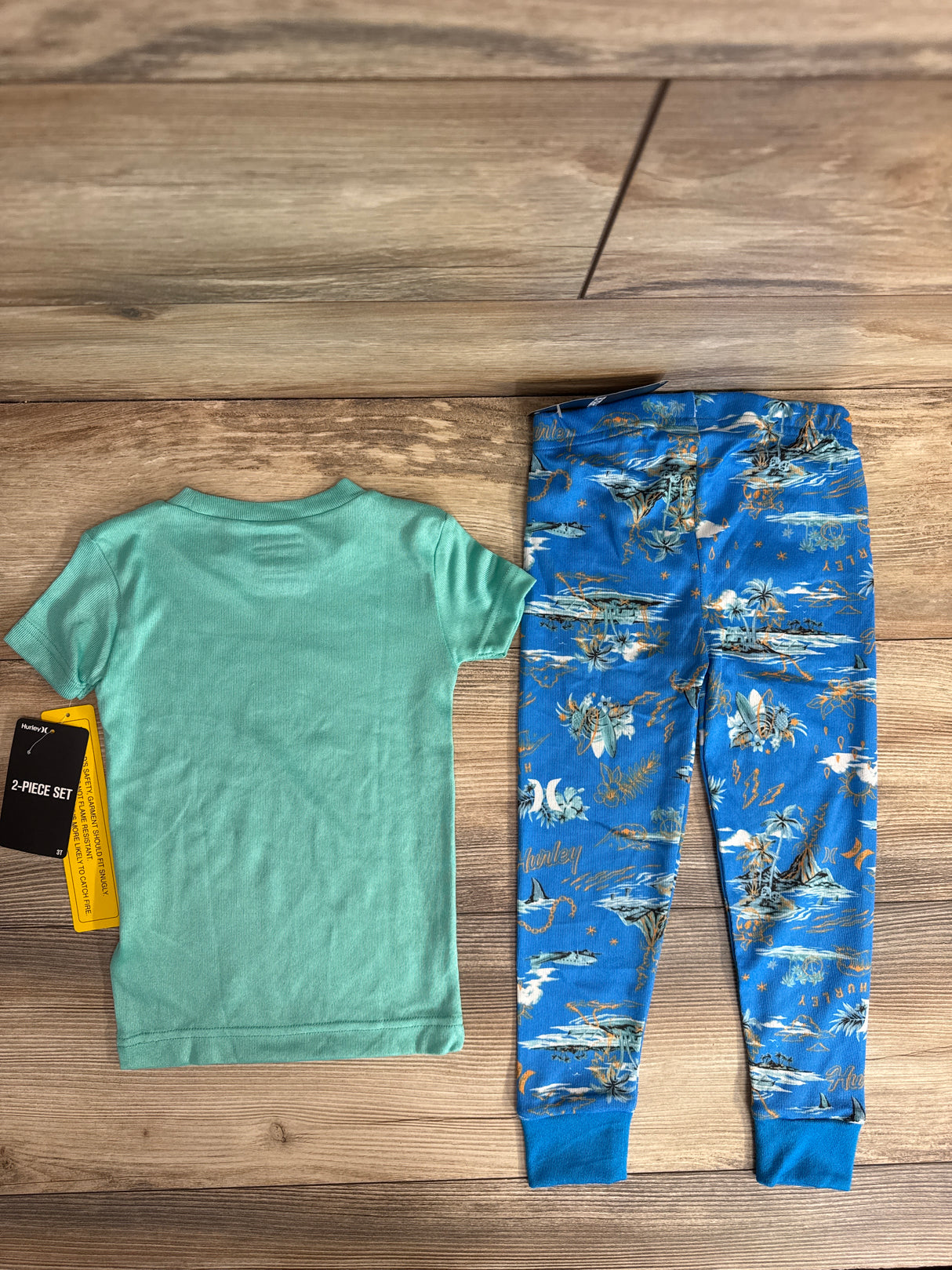 NEW Hurley 2pc Pajama Set Green sz 3T