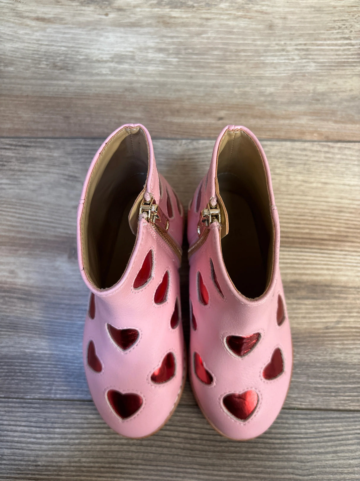 Janie & Jack Metallic Heart Boots Candy Pink Heart sz 8c