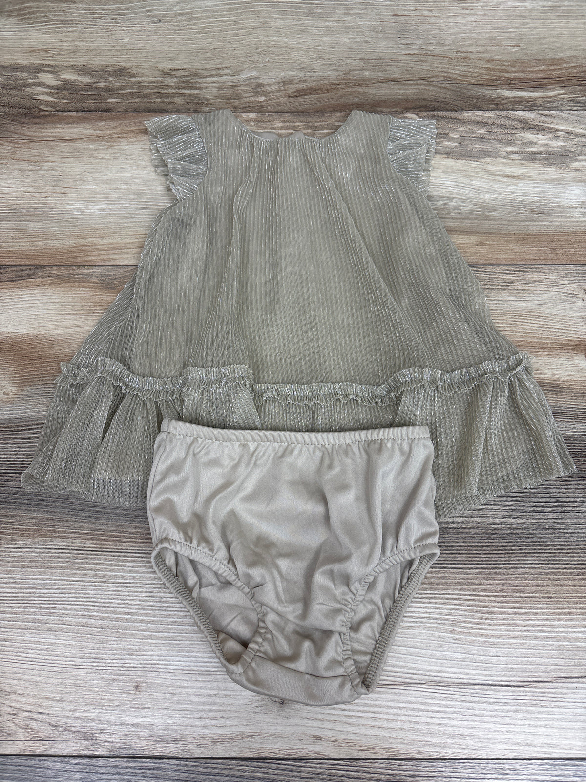 Cat & Jack 2pc Metallic Tulle Dress & Bloomers Set Gold sz 12m