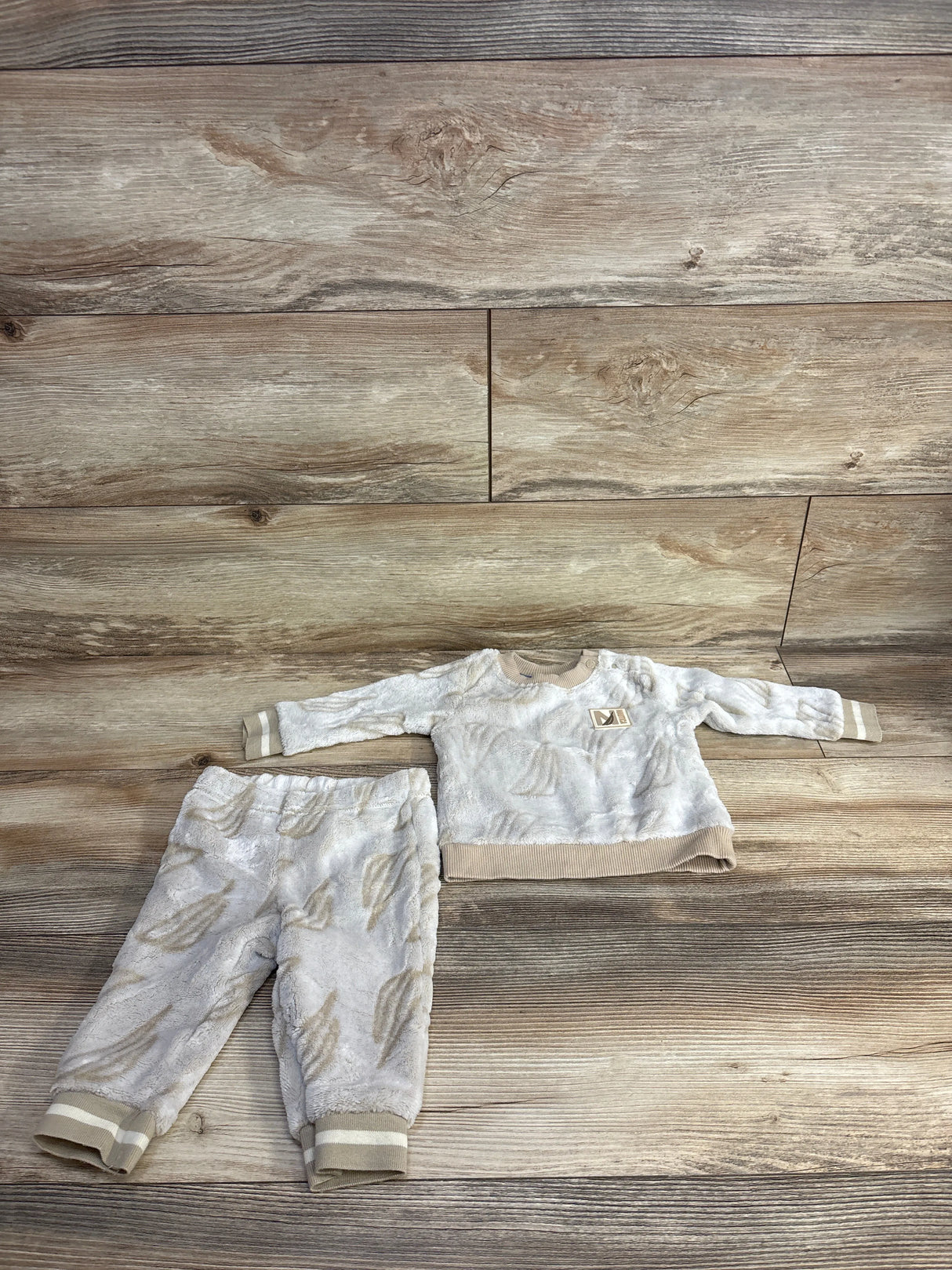 Nautica 2pc Plush Pull Over Sweater & Pants Set Taupe sz 3-6m