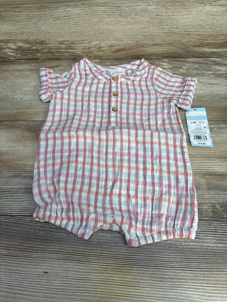 NEW Cat & Jack Plaid Shortie Romper Pink sz 3-6m - Me n Mommy To Be