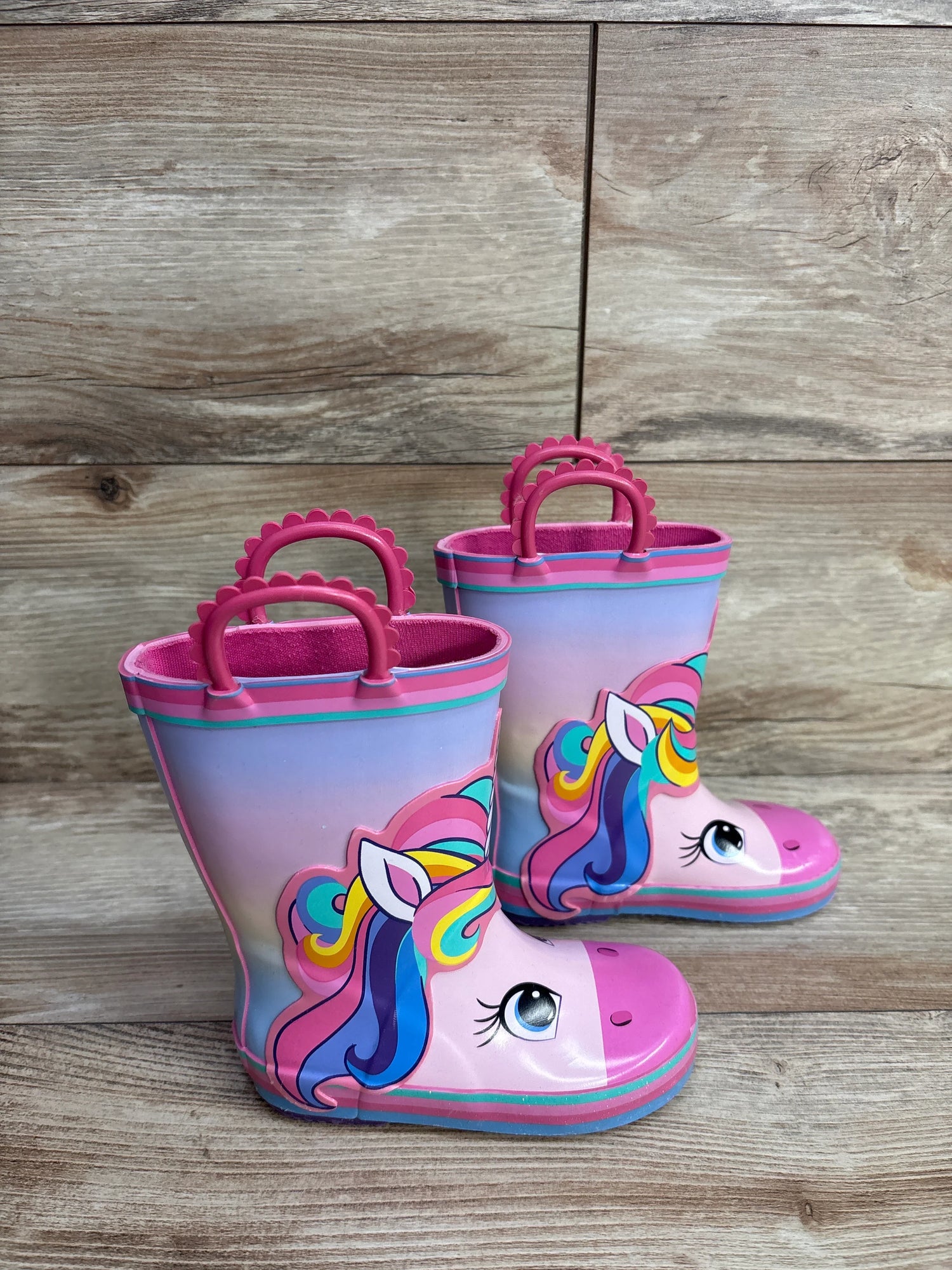 Members Mark Unicorn Rain Boots Pink sz 7/8c