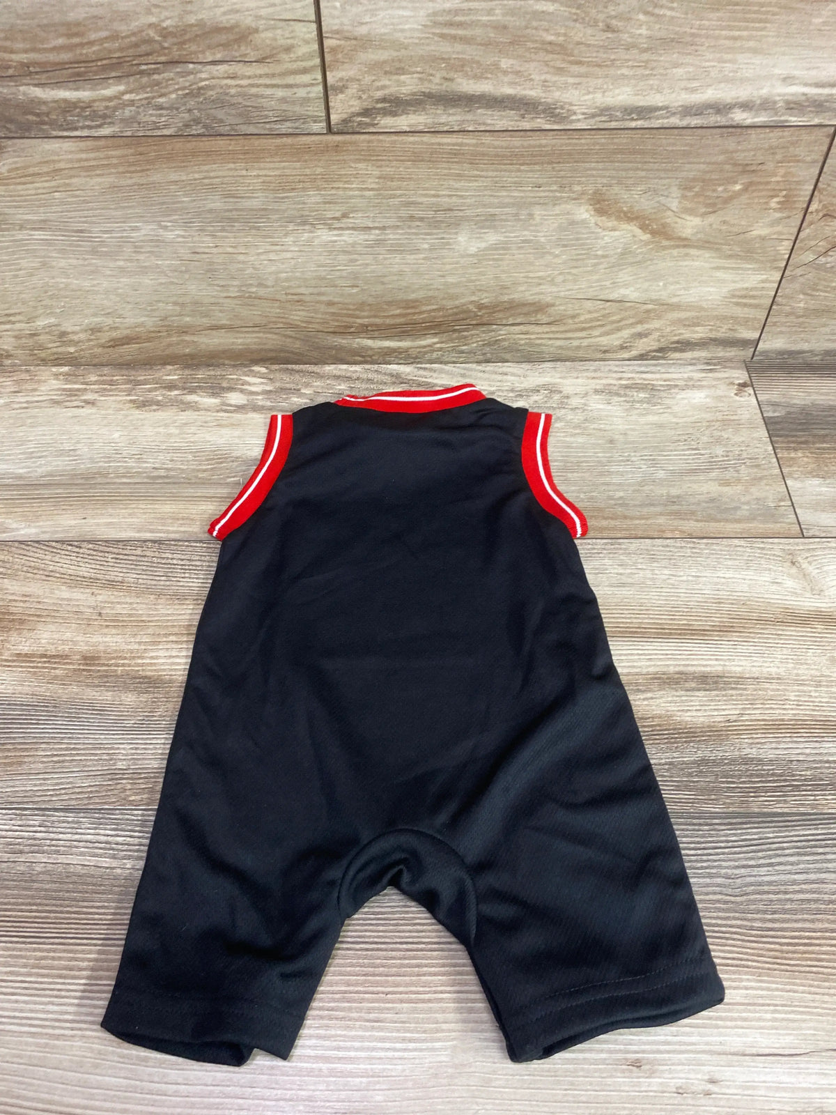 Black mesh shortie romper with red trim for baby size 6-9m by Me n Mommy To Be