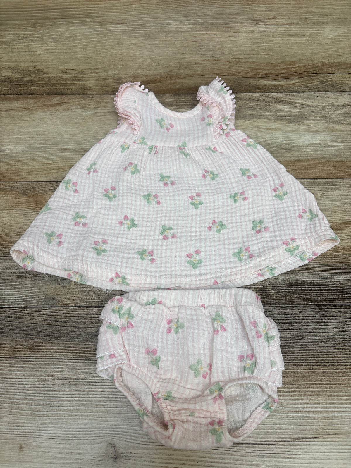 Rabbit + Bear Organic 2pc Gauze Dress & Bloomers Set Pink sz 0-3m