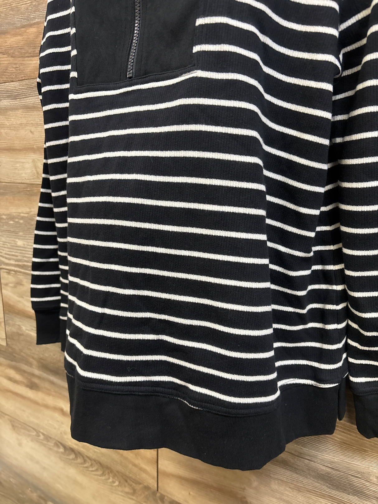 NEW Isabel Maternity Half Zip Striped Sweatshirt Black sz XL