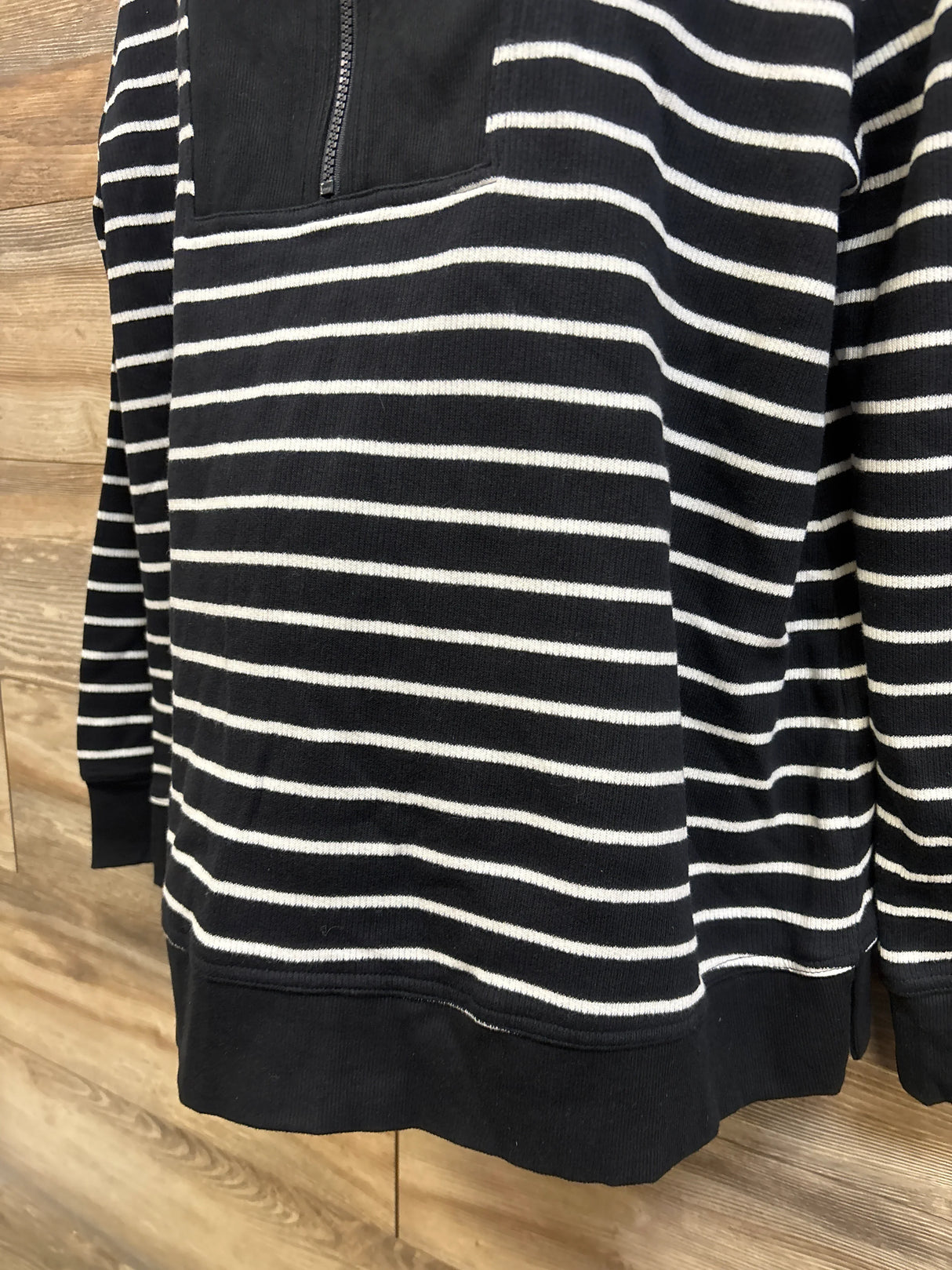 NEW Isabel Maternity Half Zip Striped Sweatshirt Black sz XL