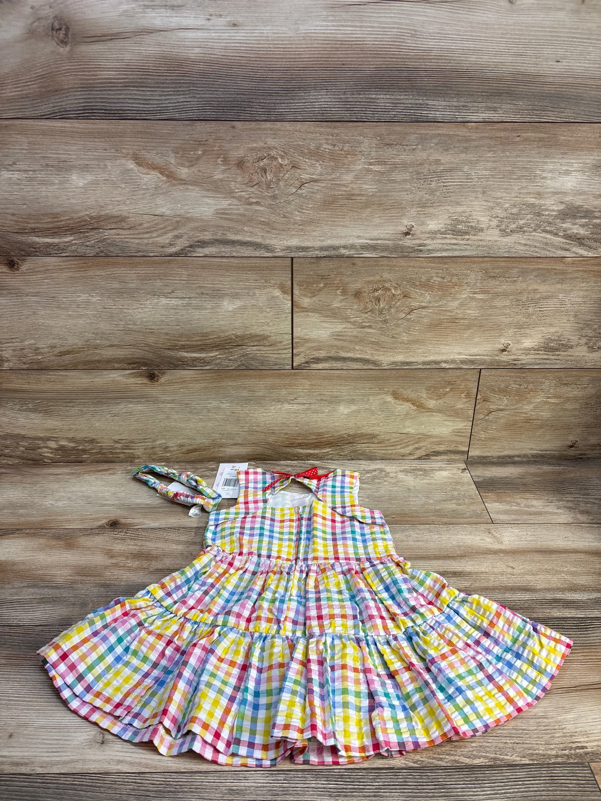 NEW Bonnie Jean 2pc Strawberry Seersucker Dress & Headband White sz 2T