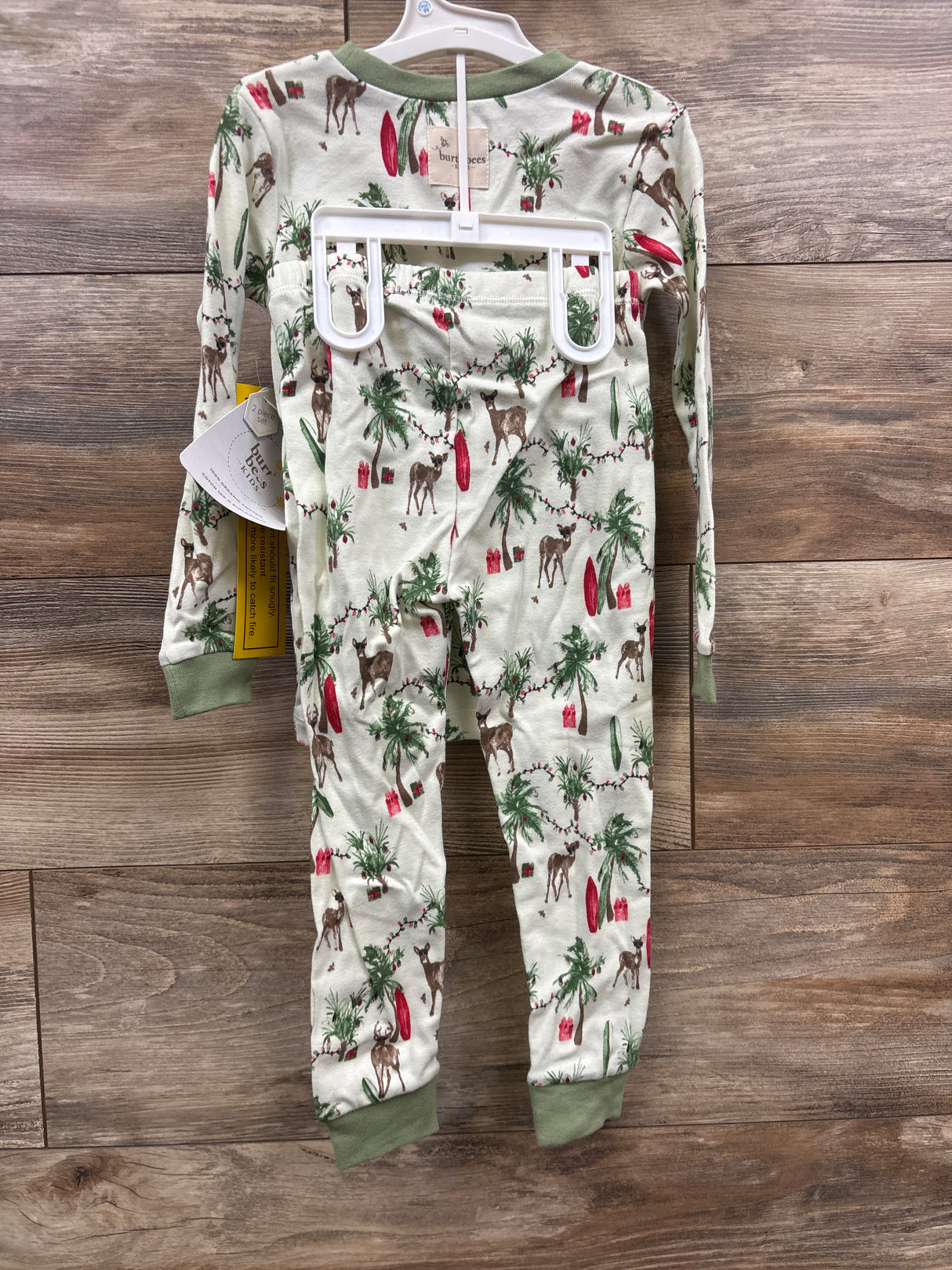 NEW Burt's Bees 2pc Christmas Pajama Set Sage sz 3T