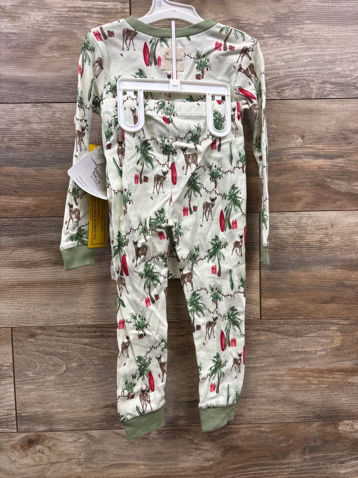 NEW Burt's Bees 2pc Christmas Pajama Set Sage sz 3T