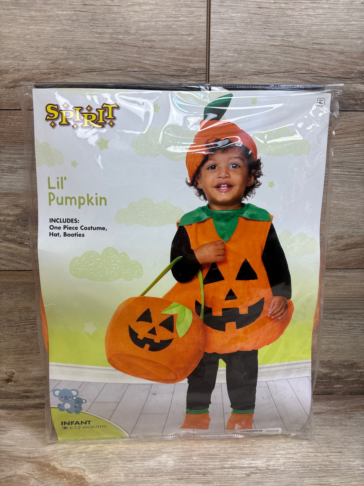 Spirit Halloween Lil' Pumpkin 3pc Costume Orange sz 6-12m