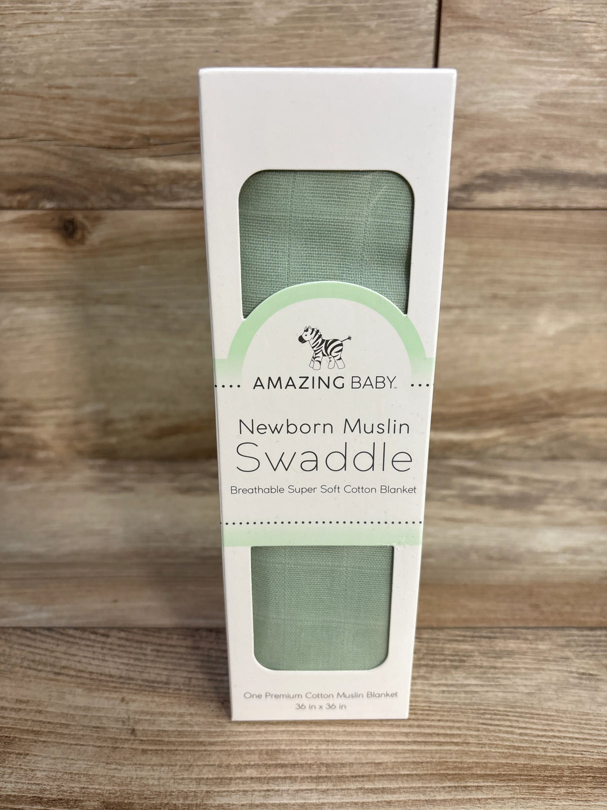 NEW Amazing Baby Muslin Swaddle Blanket in Sage 36"x36"