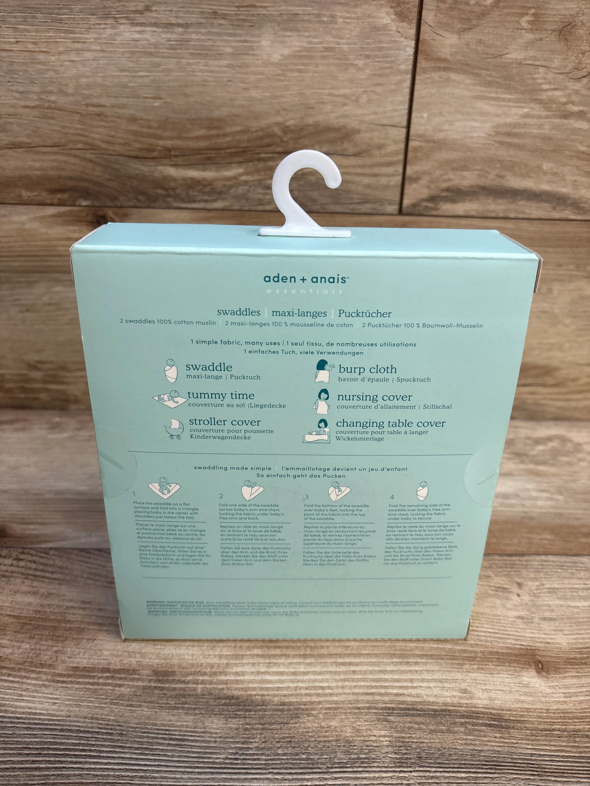 NEW Aden + Anais Essentials Swaddle Blankets - Safari 2pk