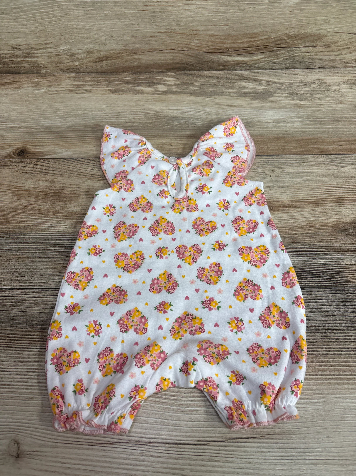 Little Beginnings Floral Hearts Shortie Romper White sz 3-6m
