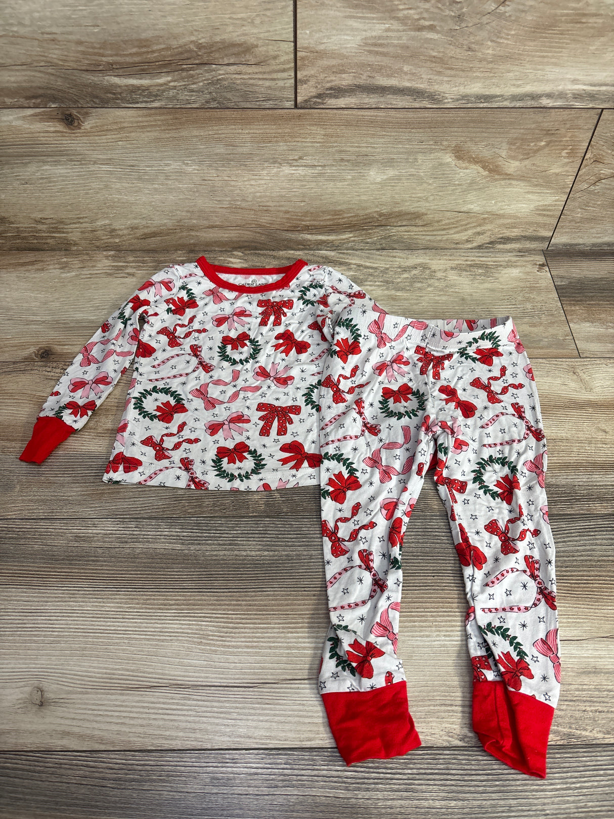 Caden Lane Bow What Fun 2pc Pajama Set White sz 18-24m