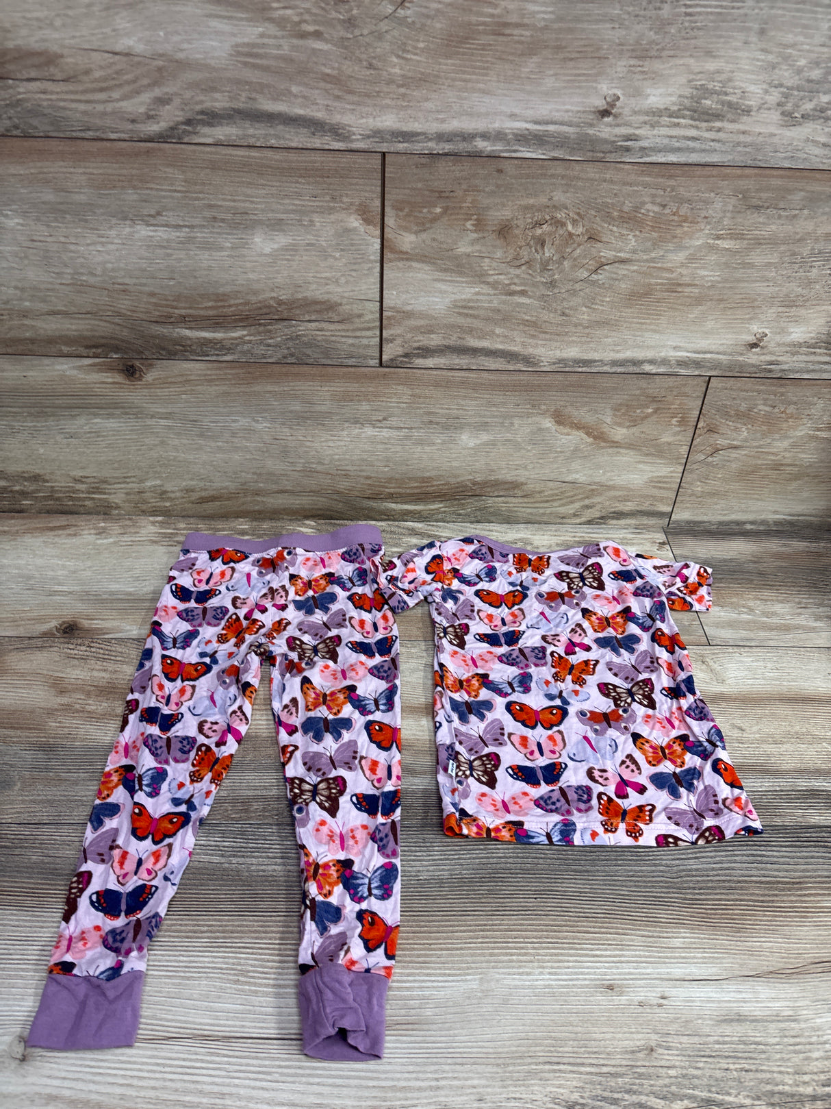 Little Sleepies Butterfly 2pc Bamboo Pajama Set Pink sz 18-24m