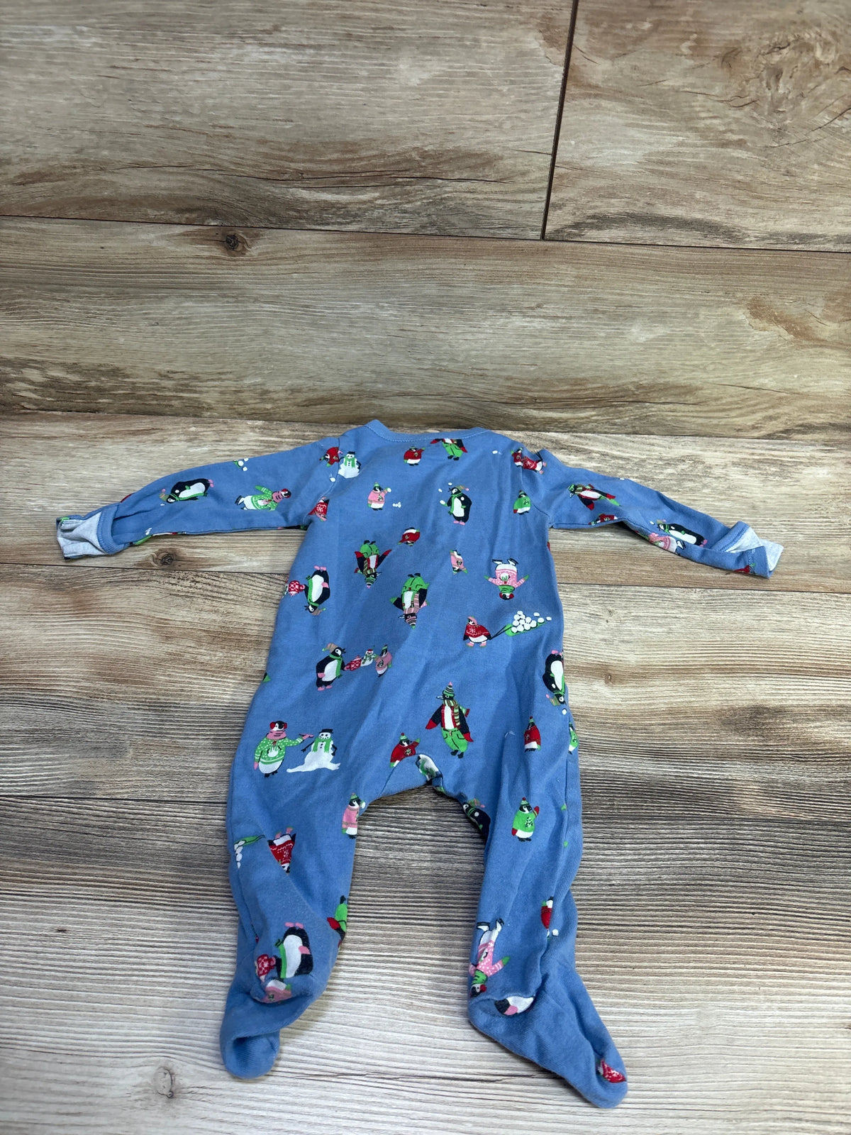 Old Navy Christmas Penguin Sleeper Blue sz 3-6m