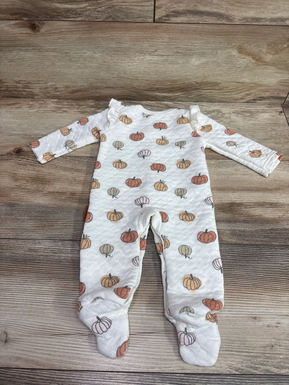 Lila & Jack white quilted pumpkin print footie pajama for baby size 3-6m