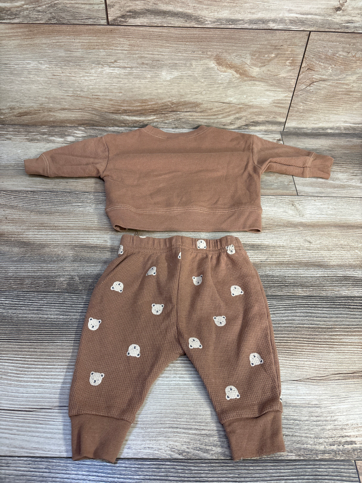 Child Of Mine 2pc Waffle Knit Shirt & Pants Set Brown sz 0-3m