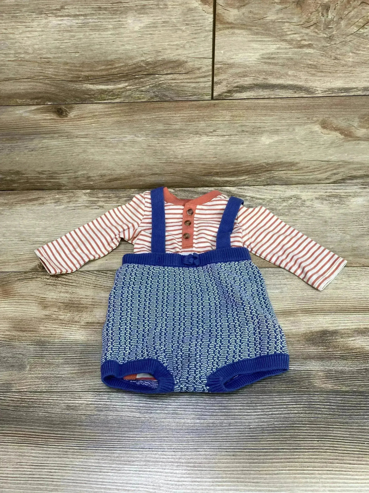 Cat & Jack 2pc Henley Bodysuit & Knit Shorts White/Blue sz 3-6m - Me n Mommy To Be