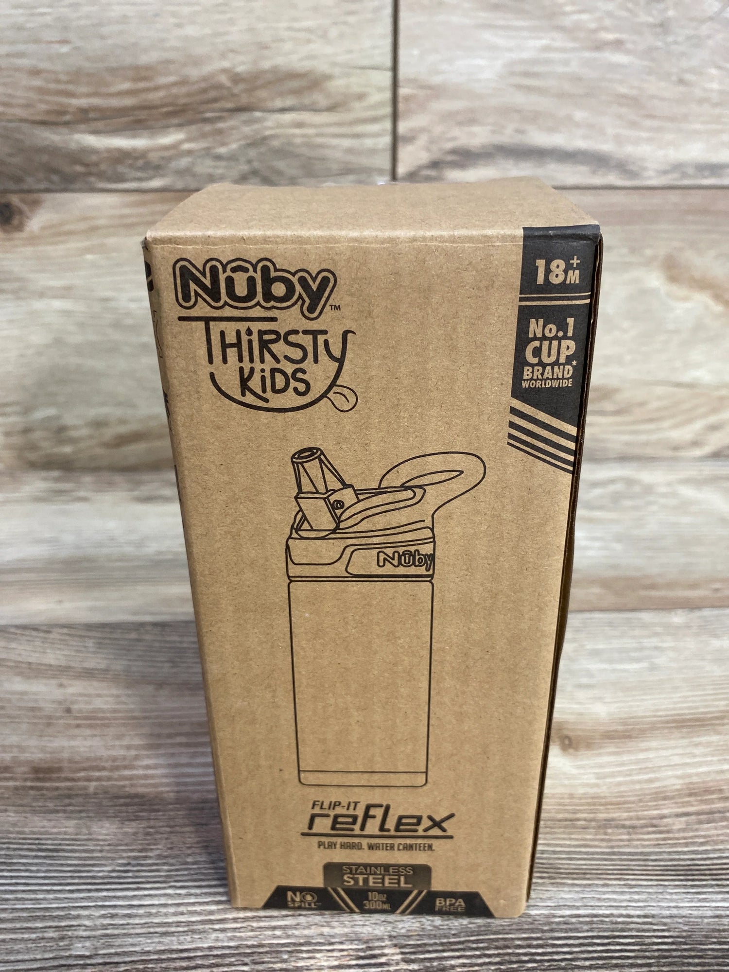 NEW Nuby Thirsty Kids Flip-It Reflex Stainless Steel Cup 10oz