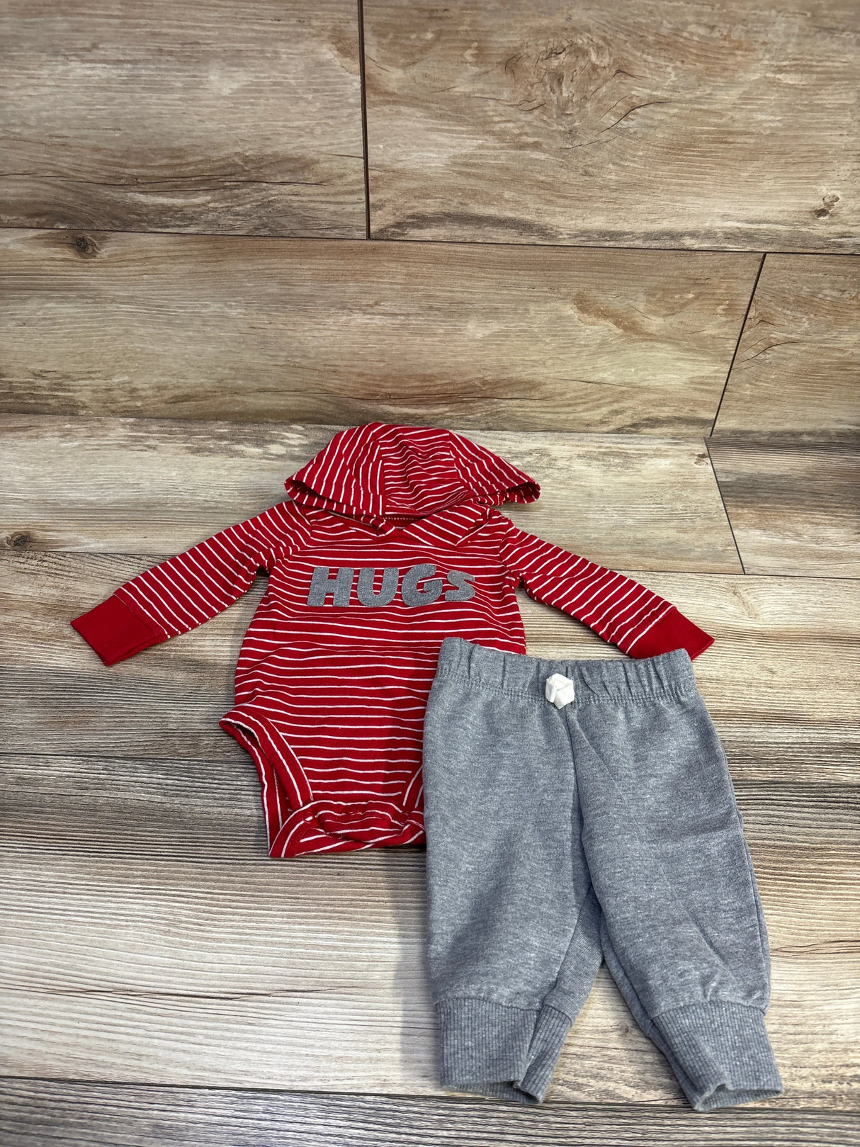 Carter's 2pc Hugs Hooded Bodysuit & Pants Set Red sz 3m