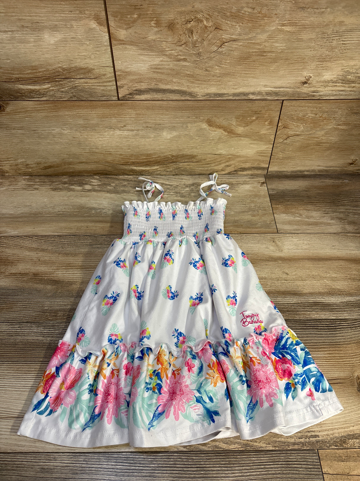 Tommy Bahama Floral Sleeveless Smocked Dress White sz 3T
