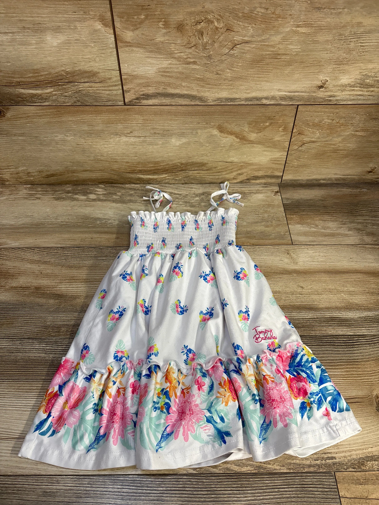 Tommy Bahama Floral Sleeveless Smocked Dress White sz 3T