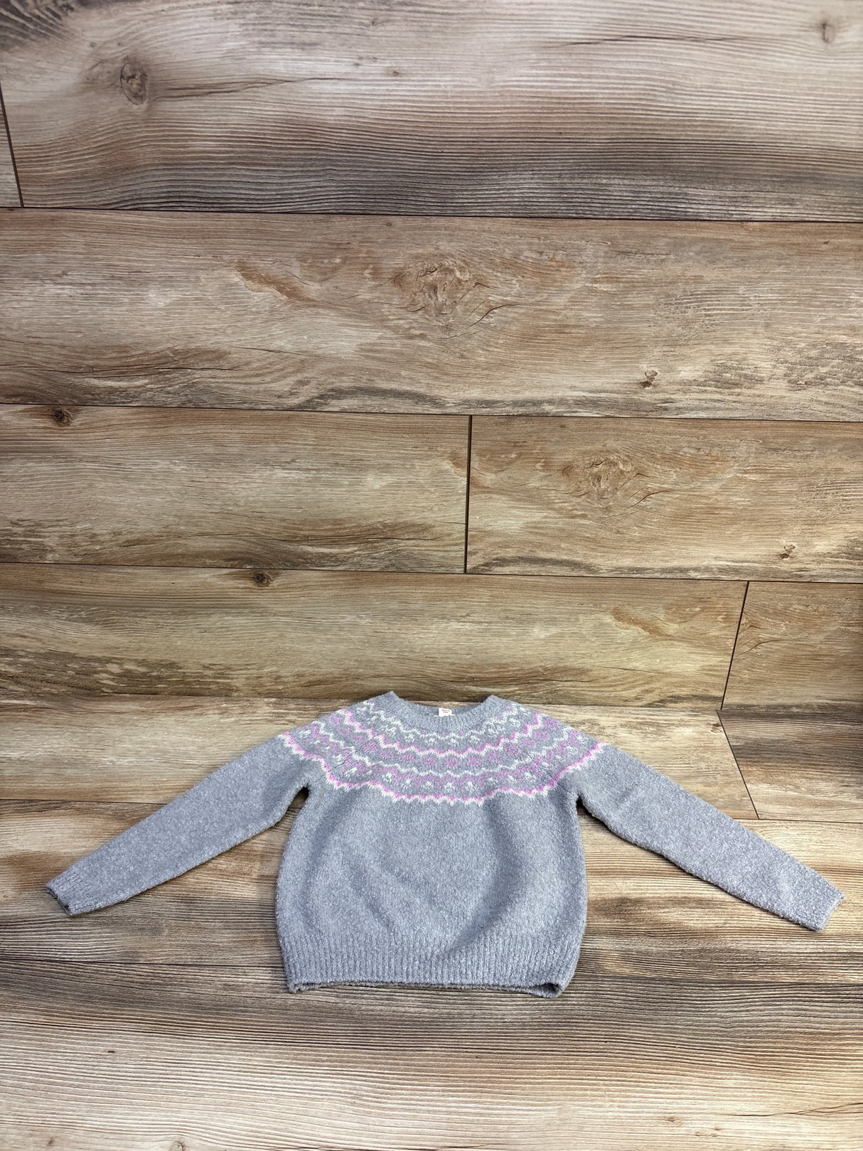 Cat & Jack Fair Isle Pullover Knit Sweater Grey sz 4T