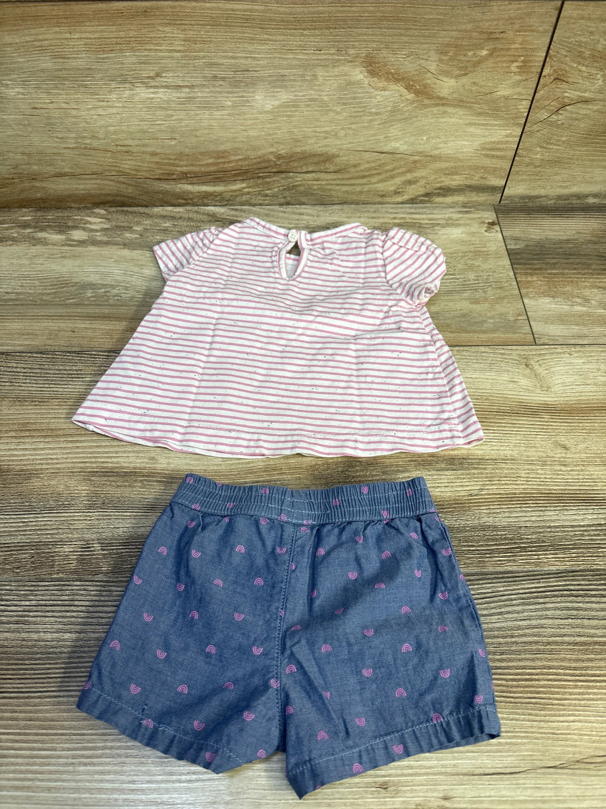 Just One You 2pc Striped Shirt & Shorts Set Pink sz 3m