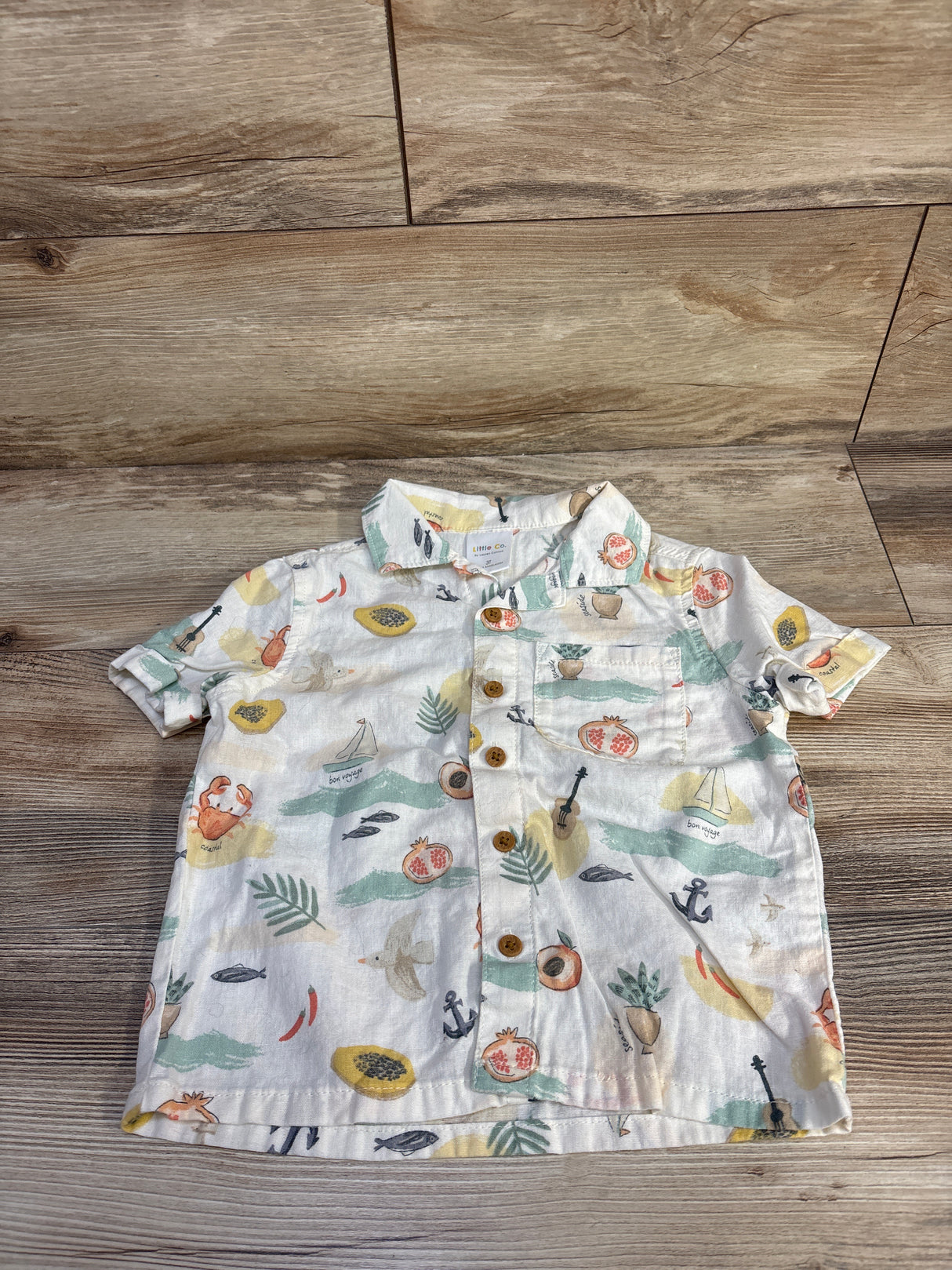 Little Co Button-Up Shirt White sz 3T