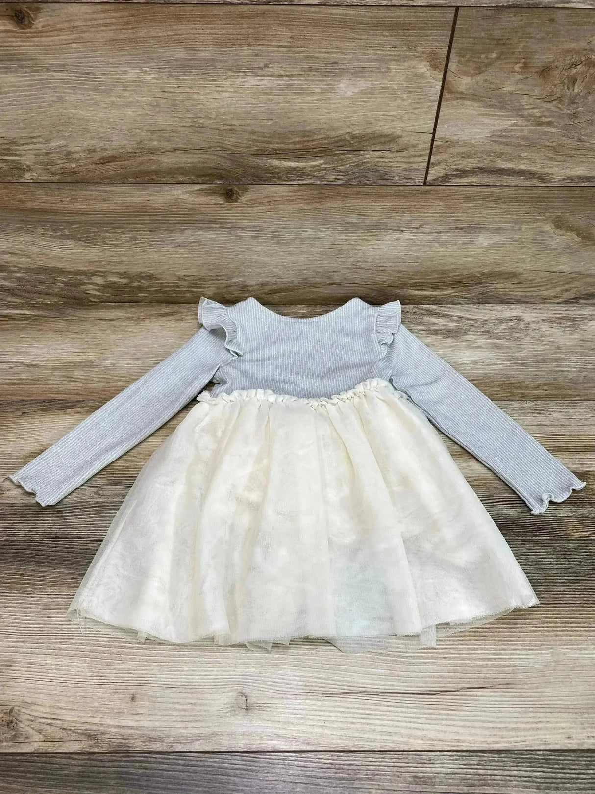 Old Navy Fit & Flare Rib Knit Ruffle Tutu Dress Grey sz 2T - Me n Mommy To Be