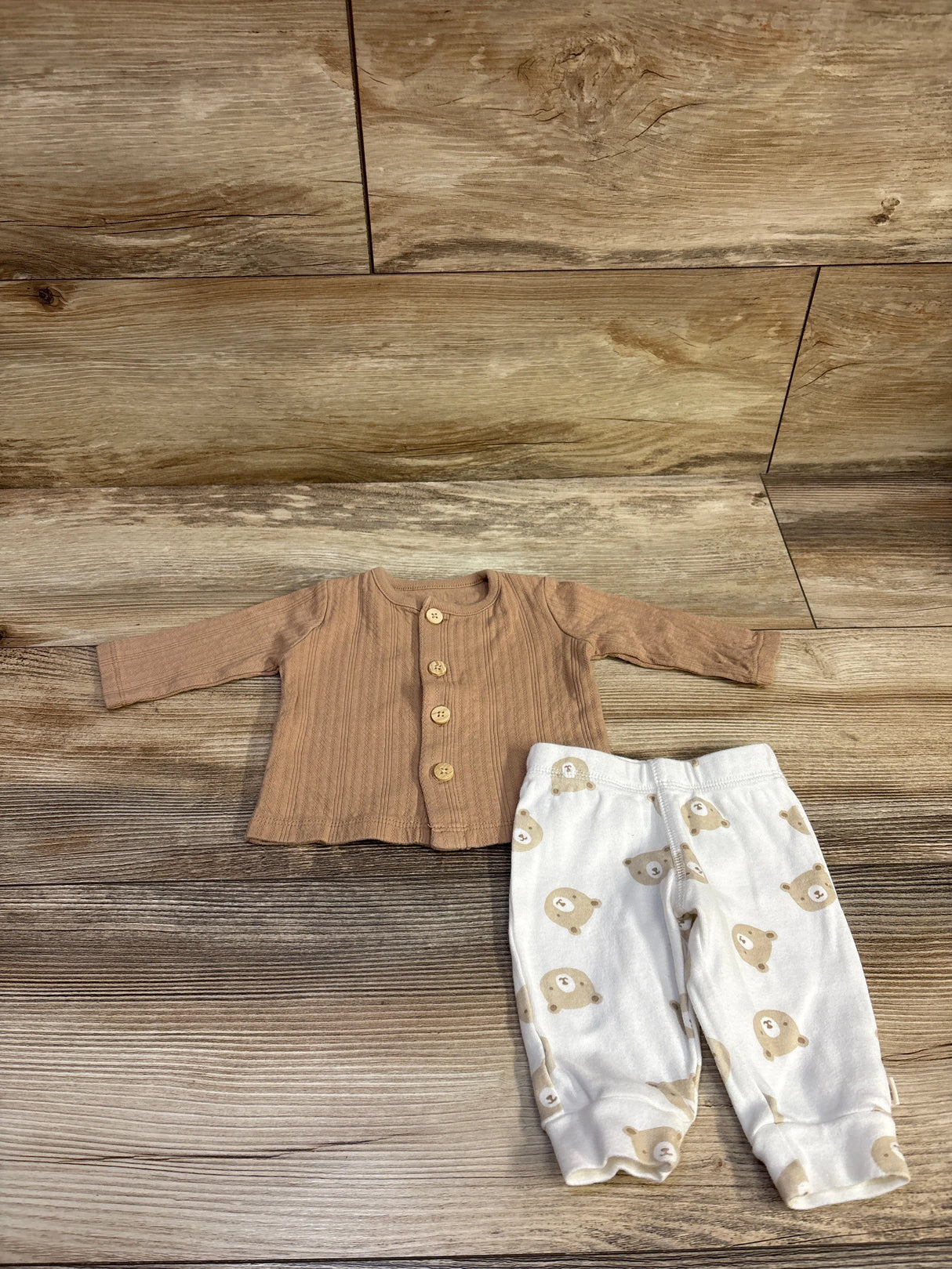 Huggies 2pc Long Sleeve Shirt & Pants Set Tan sz Newborn