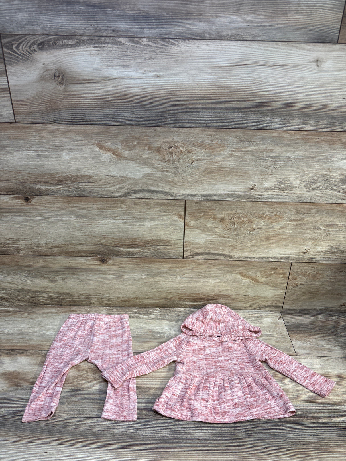 Old Navy 2pc Knit Hooded Peplum Top & Pants Set Pink sz 6-12m