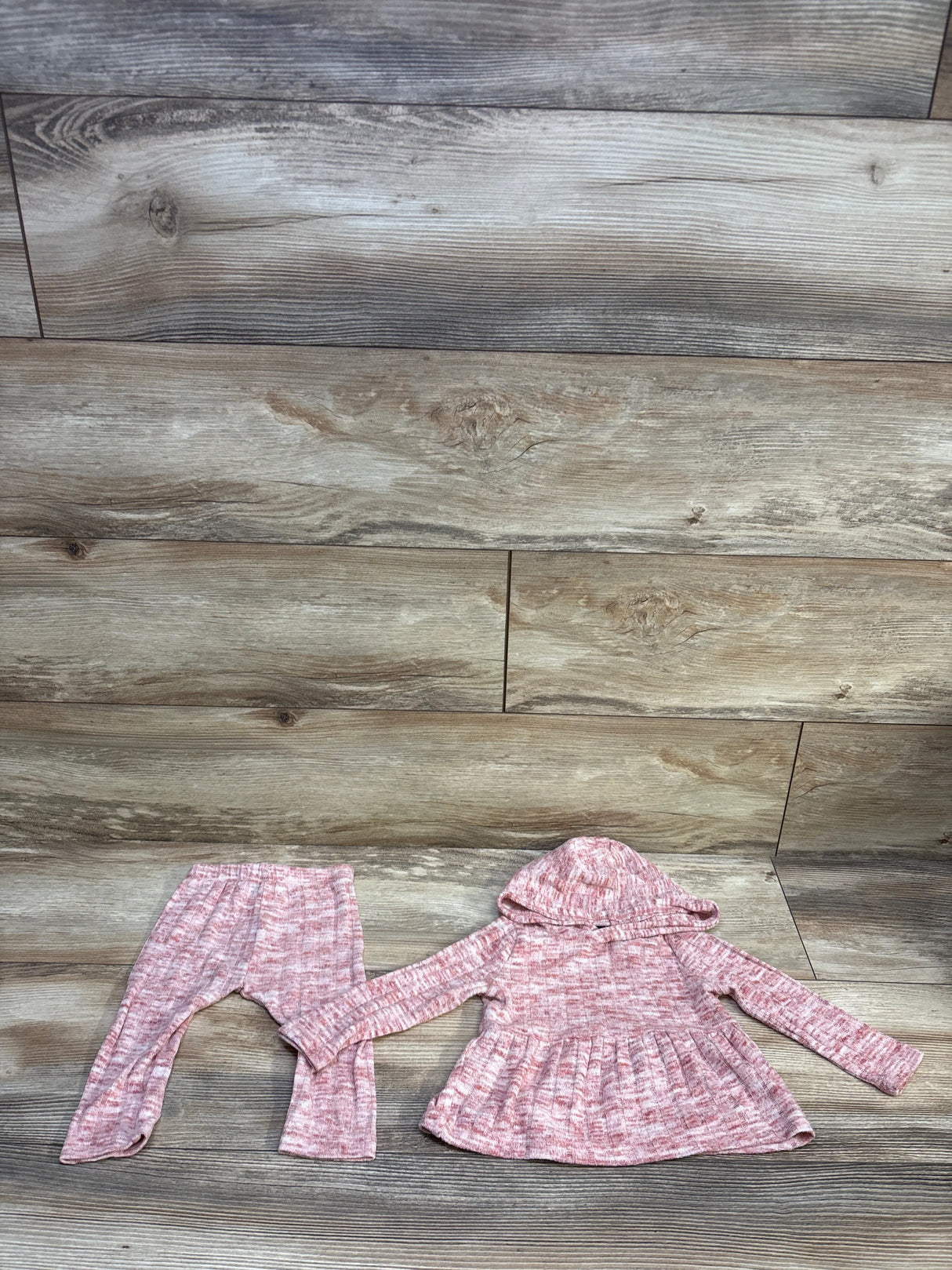 Old Navy 2pc Knit Hooded Peplum Top & Pants Set Pink sz 6-12m
