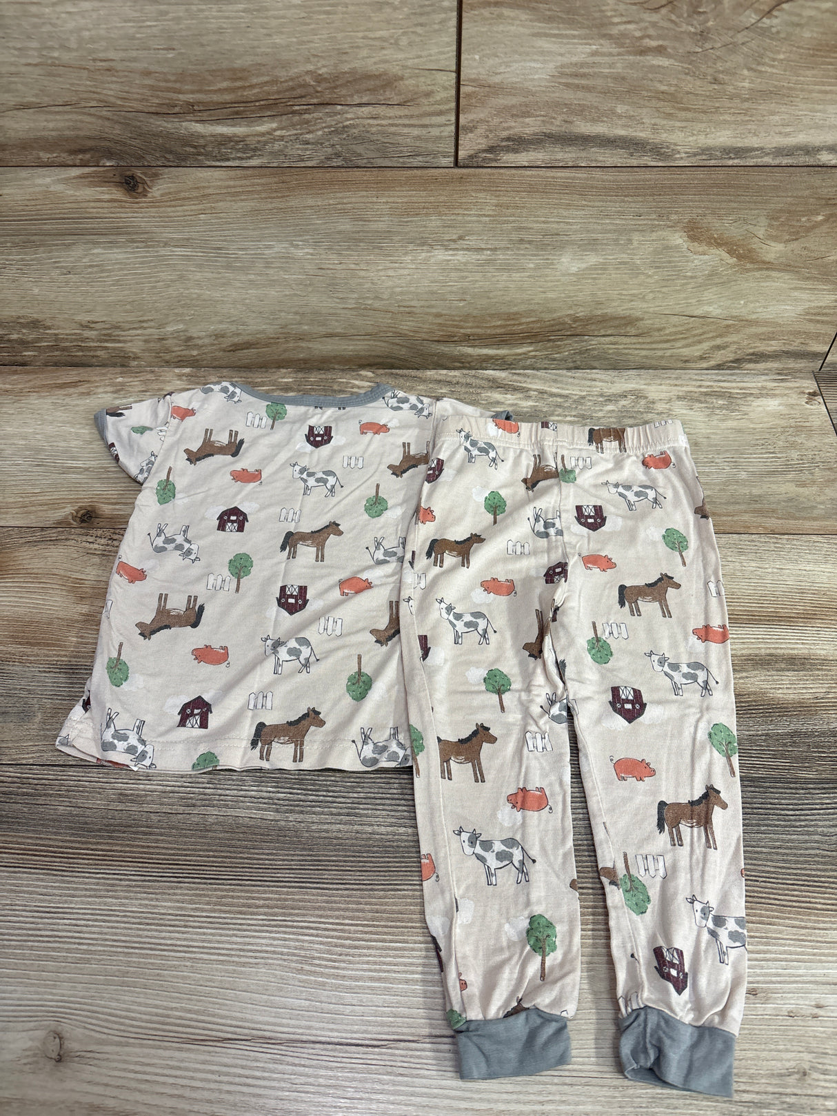 Milkberry 2pc Bamboo Farm Pajama Set Cream sz 24m