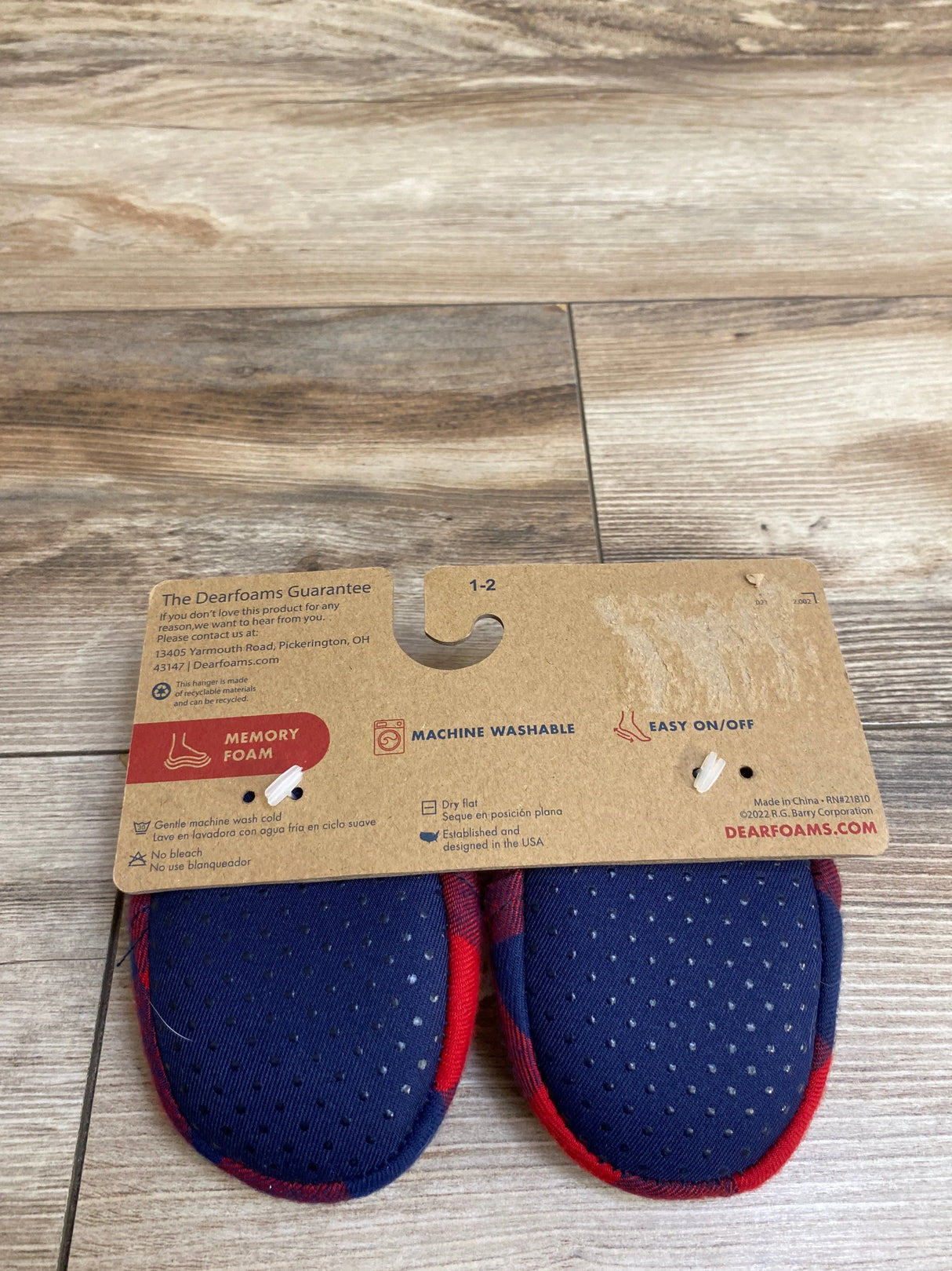 NEW Dearfoams Baby Bear Grey Plaid Slippers sz 1/2c