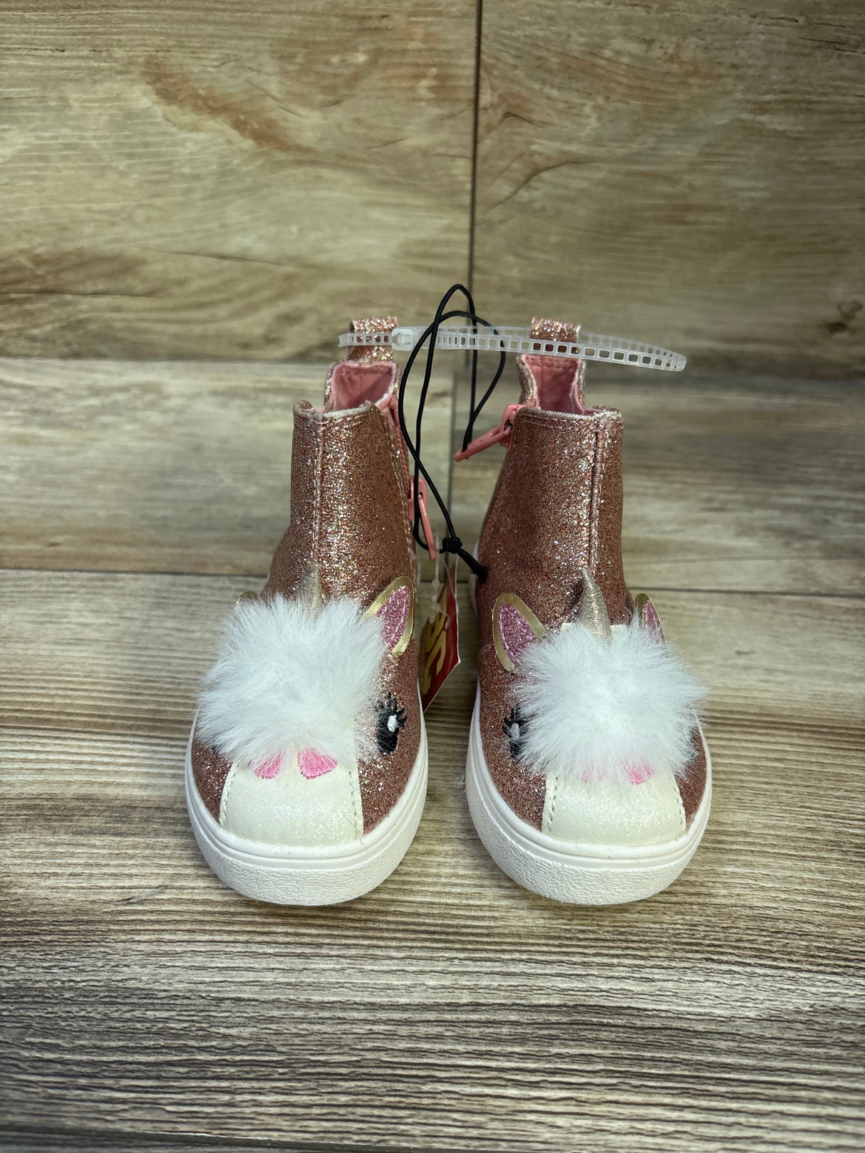 NEW BC Footwear Glitter Unicorn Slip-On Boots Pink sz 6c
