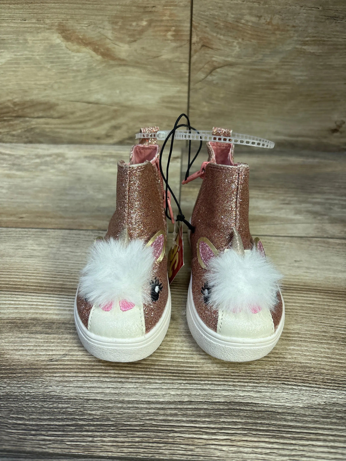 NEW BC Footwear Glitter Unicorn Slip-On Boots Pink sz 6c