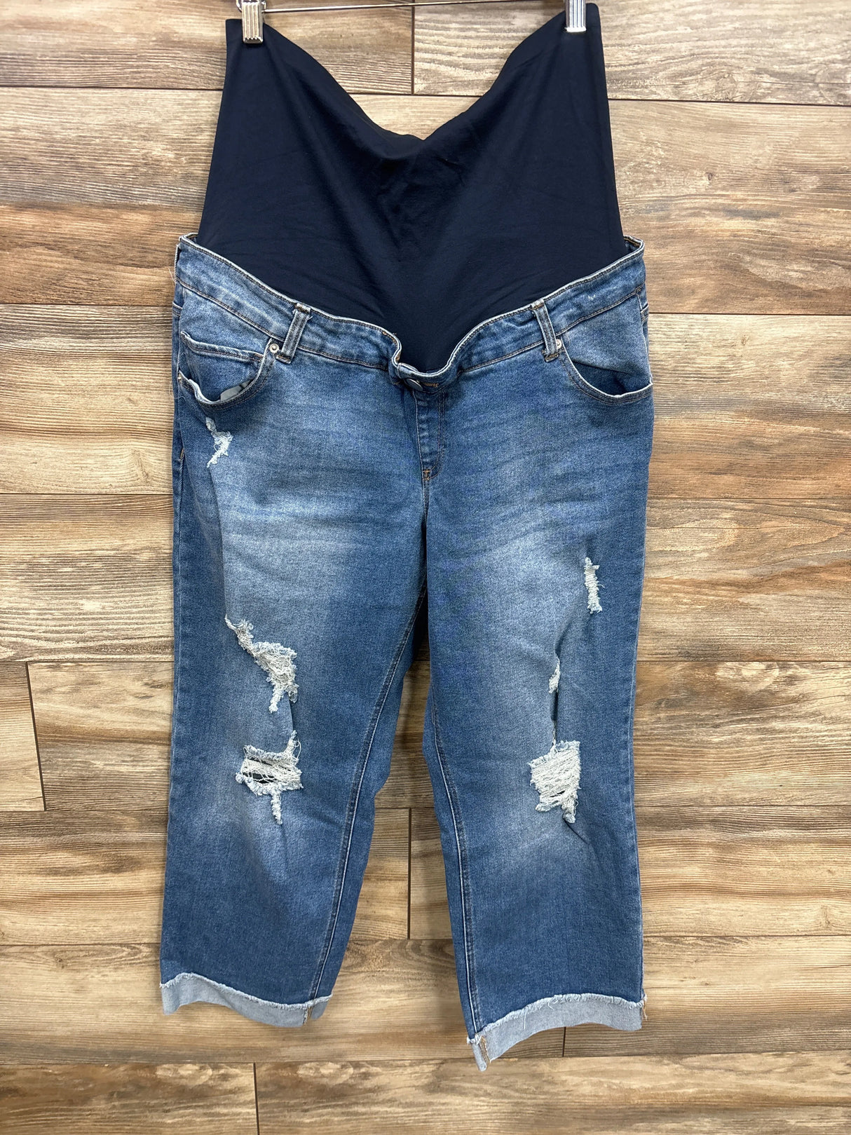 Time And Tru Maternity Full Panel Distressed Jeans Blue sz XXL