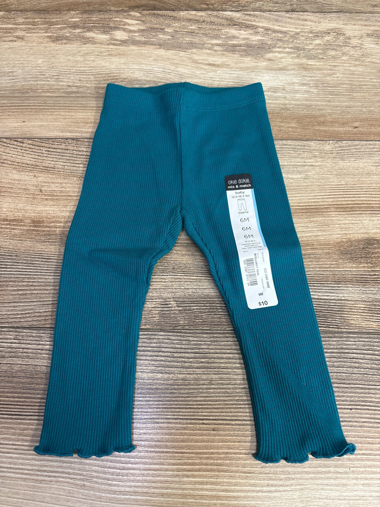 NEW Okie Dokie Ribbed Teal Leggings sz 6m