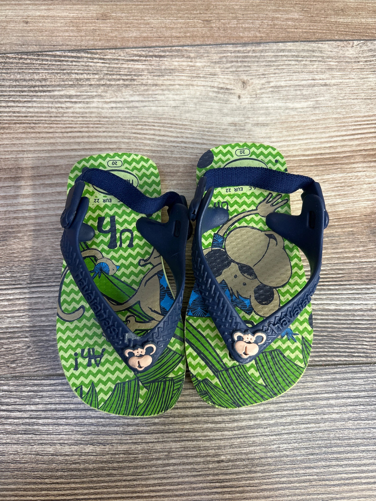 Havaianas Monkey Print Flip Flops Green sz 5c