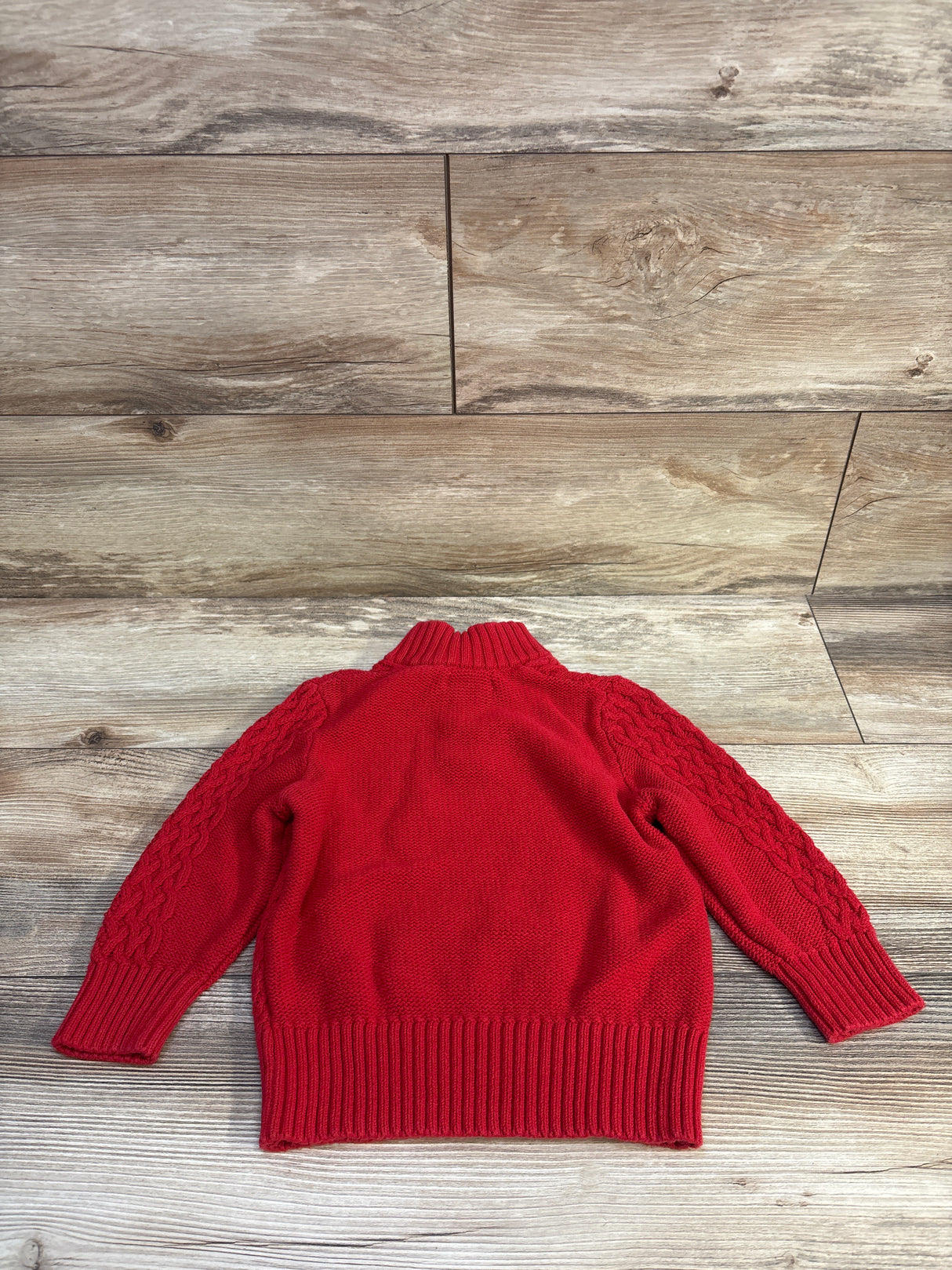 Cat & Jack Chunky Knit Henley Sweater Red sz 2T