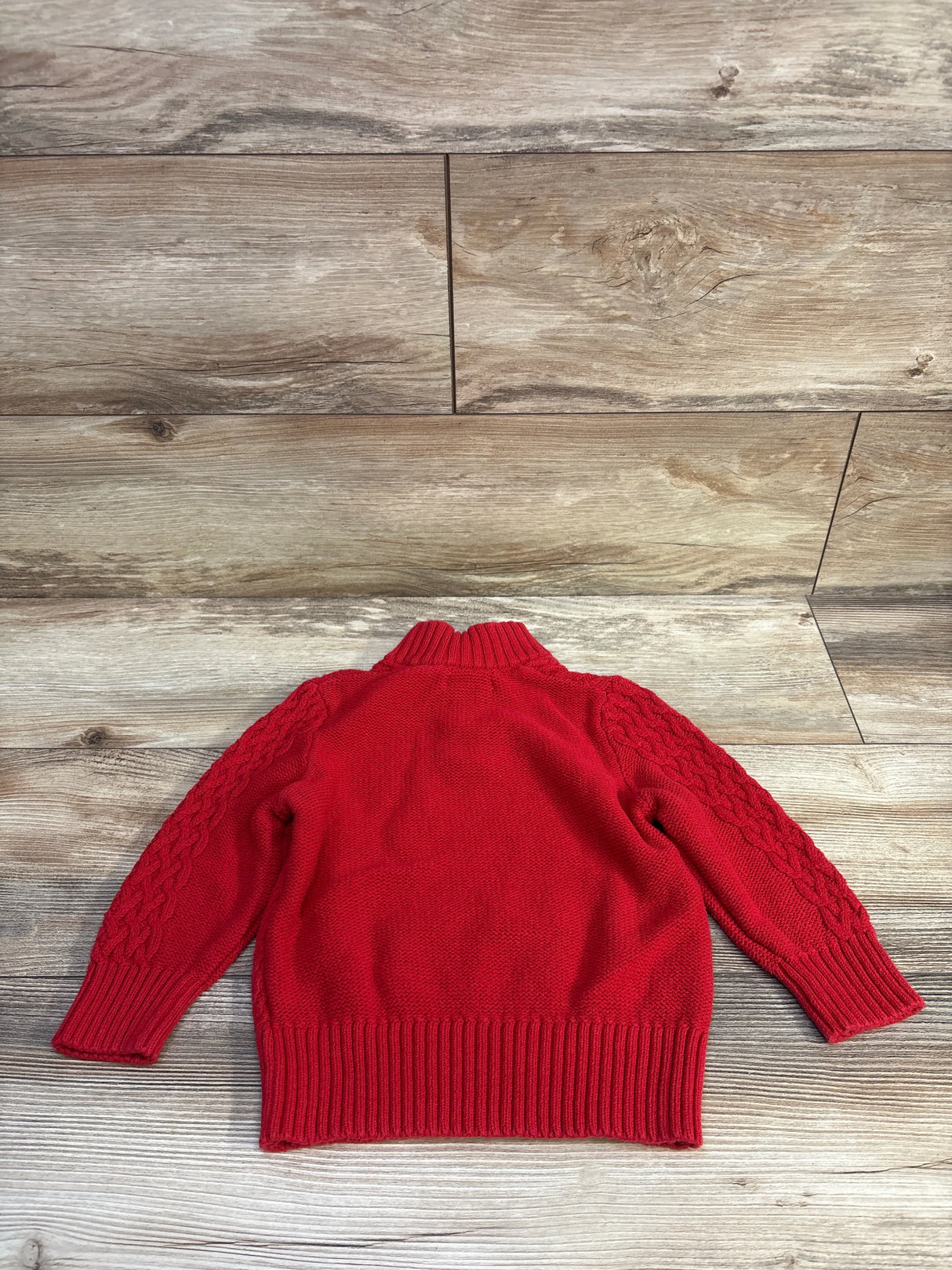Cat & Jack Chunky Knit Henley Sweater Red sz 2T