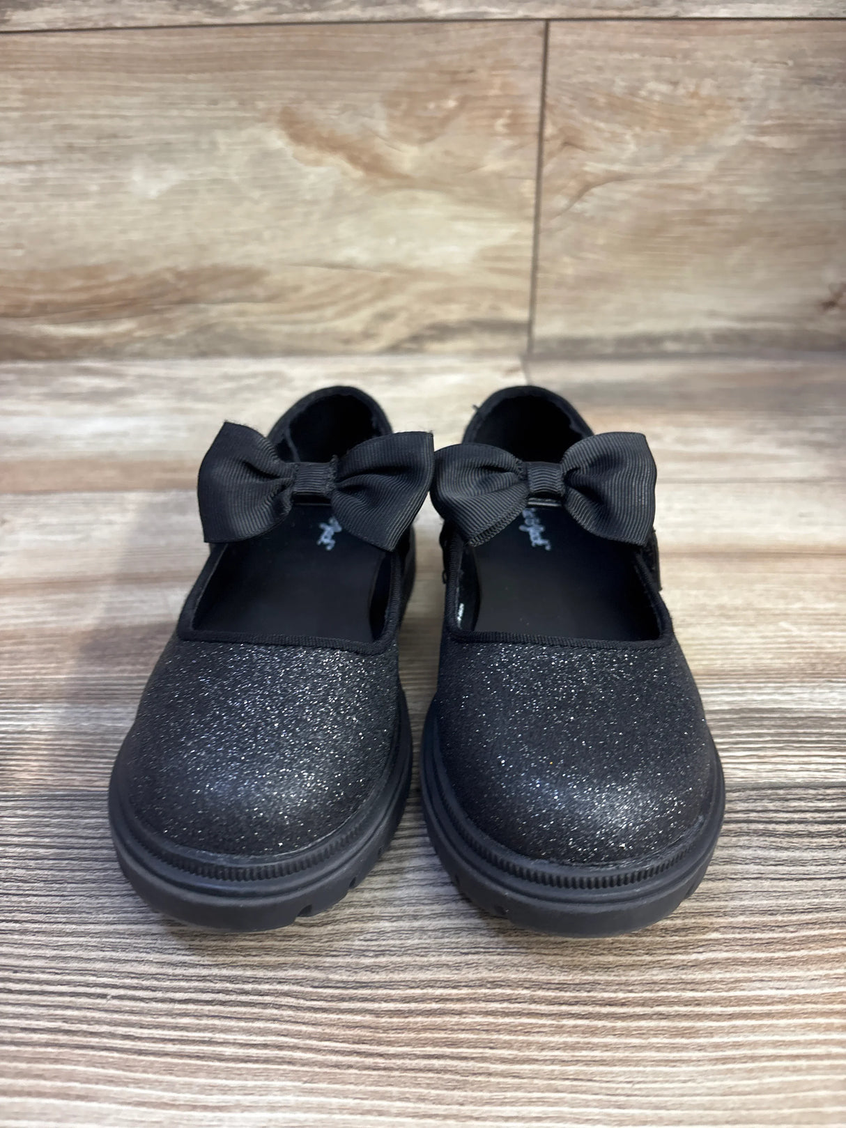 Cat & Jack Kori Lug Sole Mary Jane Flats, Black Glitter sz 11c