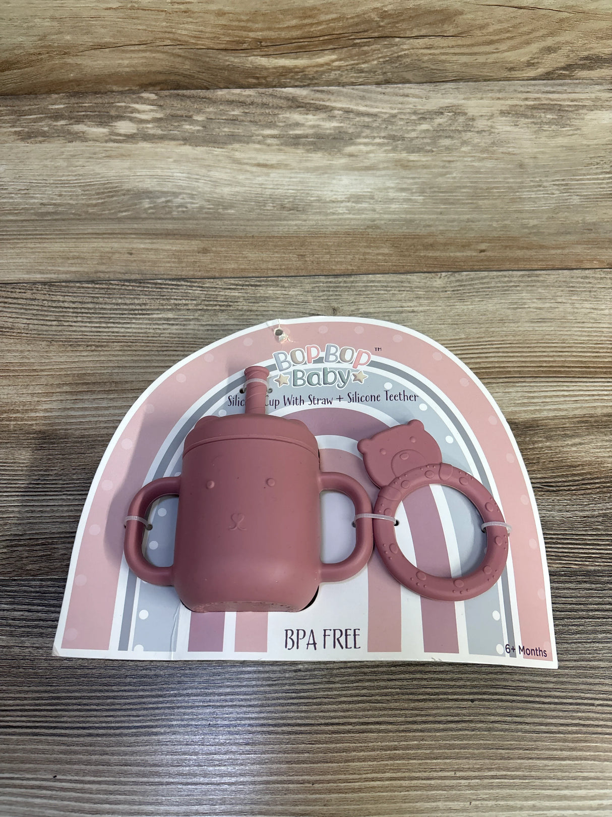 NEW Bop Bop Baby Siliocne Cup with Straw + Silicone Teether