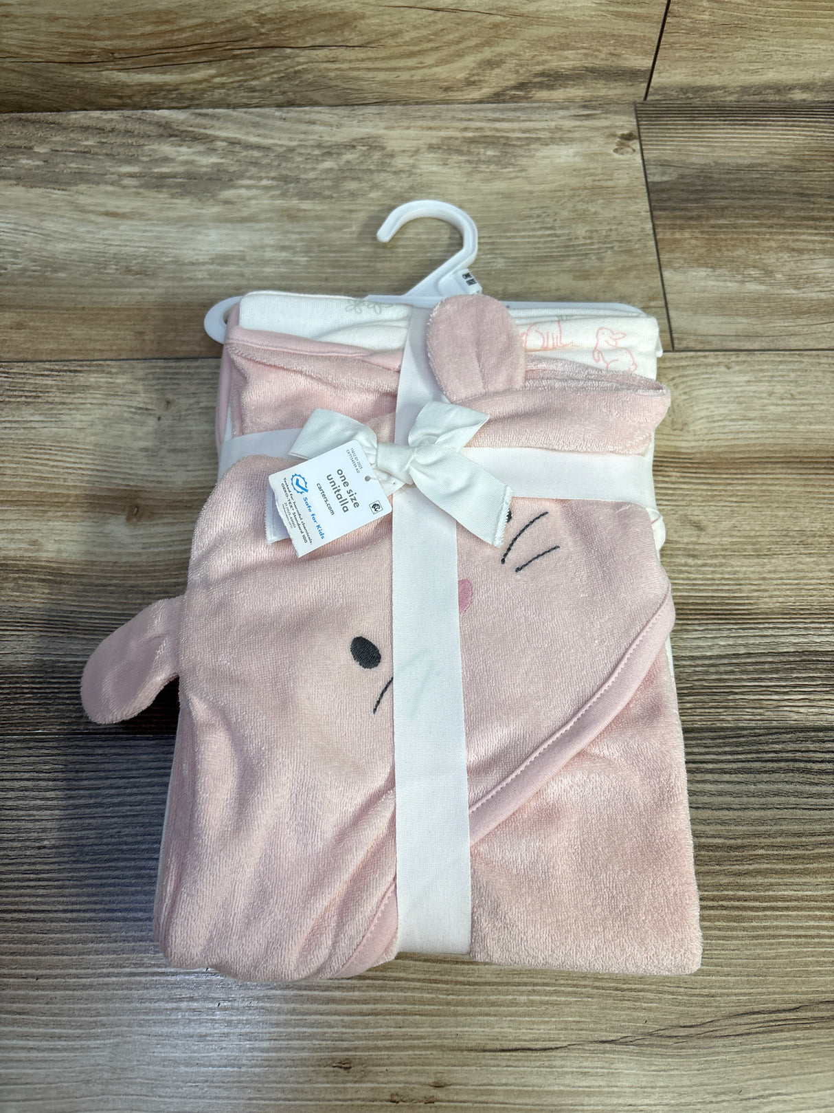 NEW Carter's 2pk Hooded Bath Towels Bunny Pink