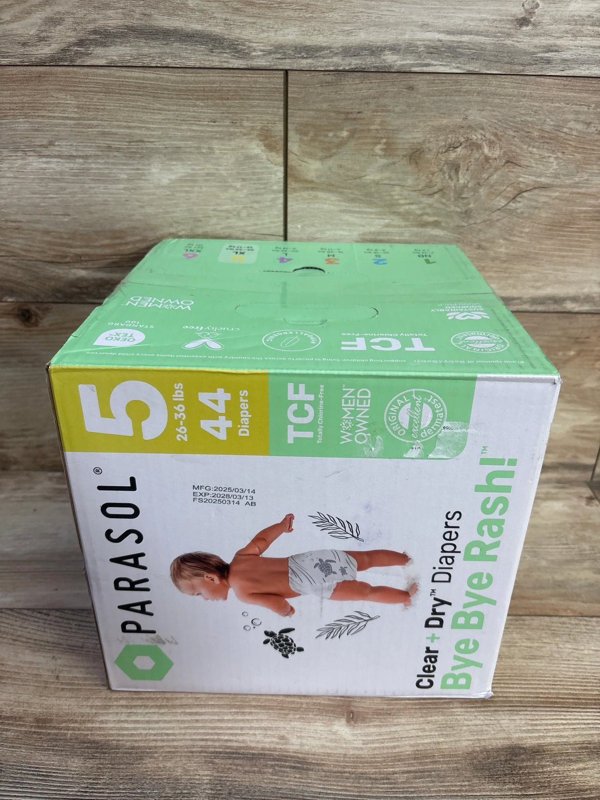 NEW Parasol Clear+Dry Bye Bye Rash! Diapers 44ct. Size 5